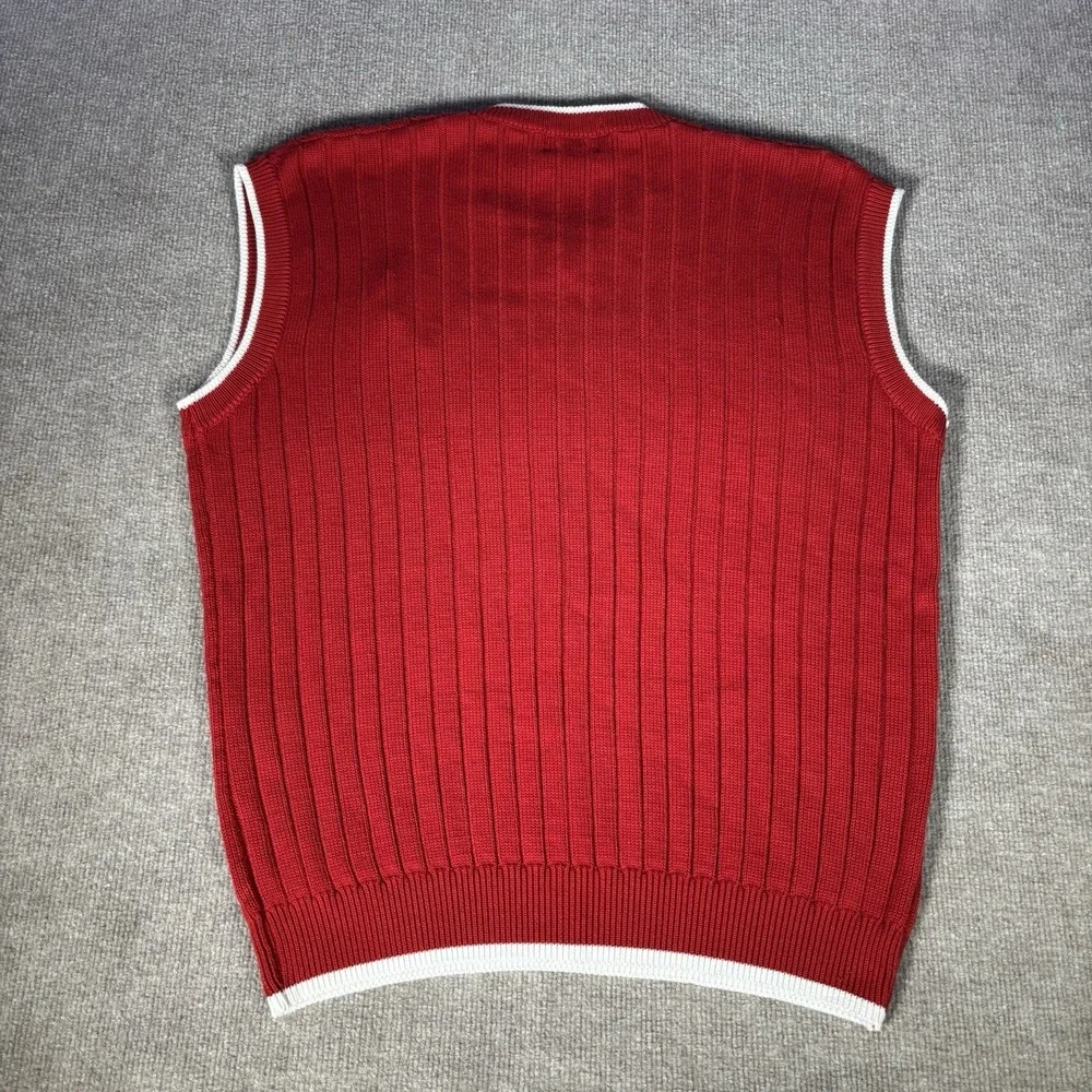 Vintage Ohio State Buckeyes Sweater Vest Mens XL Red Cable‎ Knit Embroidered 90s